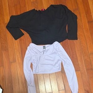 SHEIN Lavender Long Sleeve Crop Top